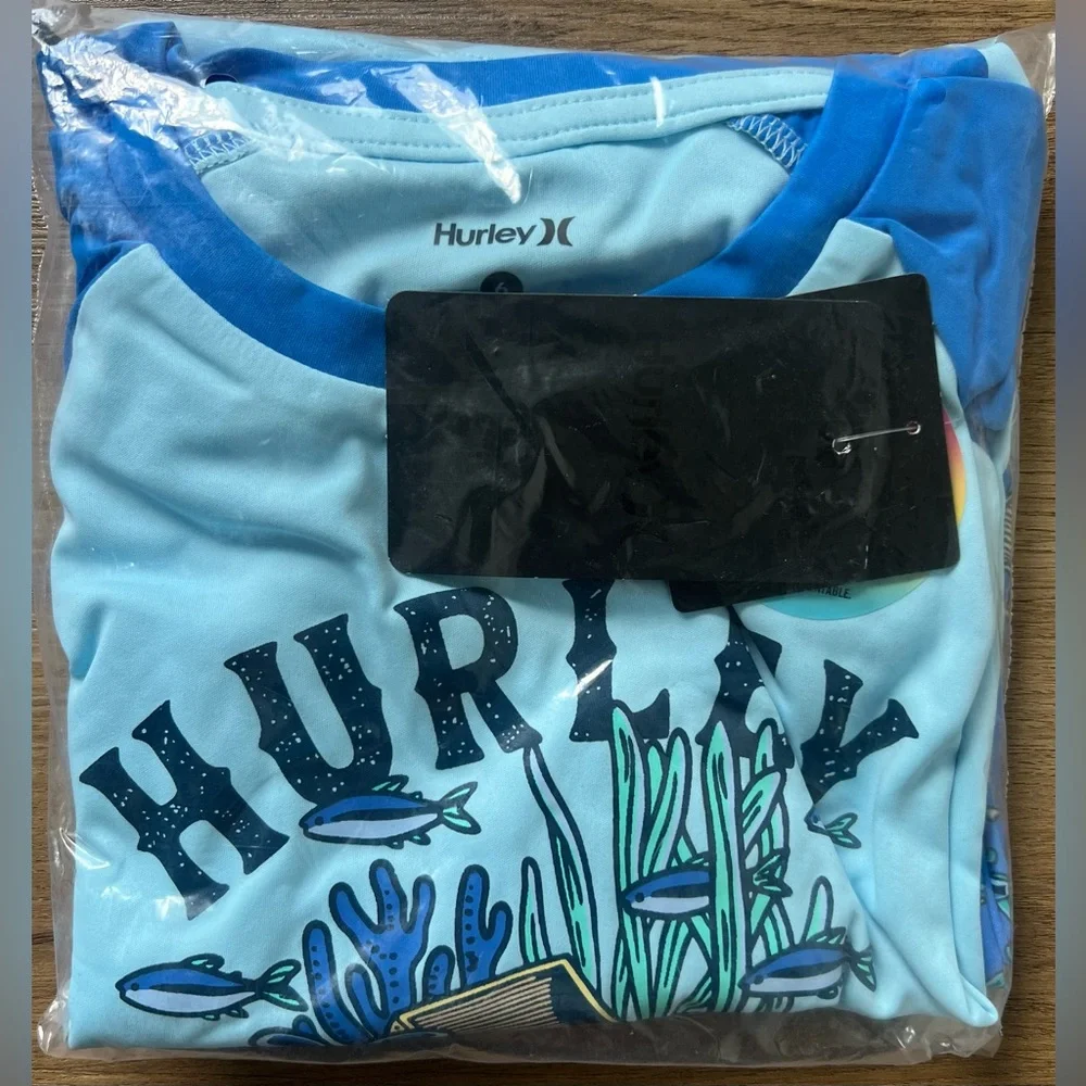 NEW Little Boy Hurley Swim‎ UPF 50+ Long-Sleeve Rashguard & Swim Trunks
